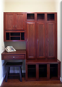 Drop Zone for holding bags, Bench for removing and storing shoes and Lockers for organizing clutter