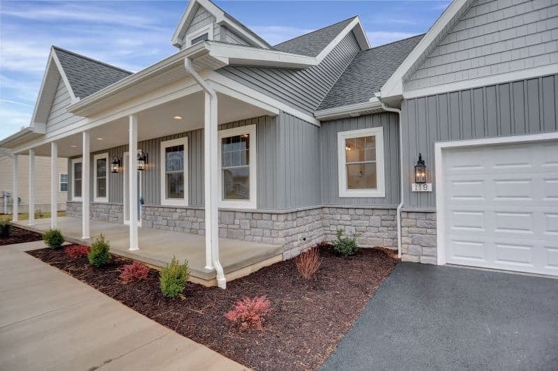 Exterior, Board and Batten, Deep Granite, Stone, PA Lime, Porch, Farmhouse