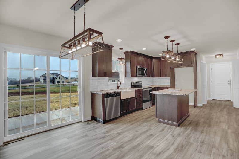 Kitchen, Dining Area, Lighting, Farmhouse