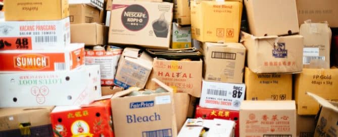 Stacked pile of cardboard boxes