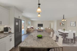 Kitchen, Dining Room, and Living Room