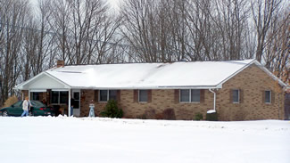 ranch home in winter