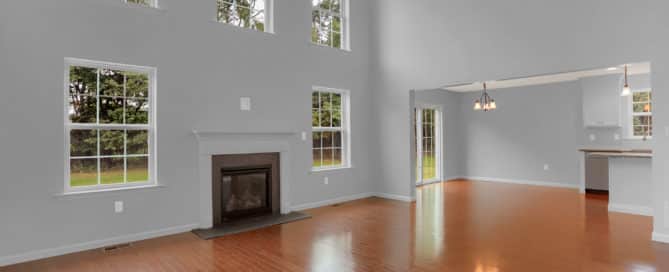 Empty living room with fireplace