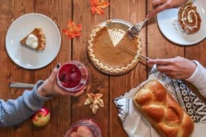 People sharing fall treats