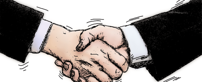 Drawing of two people shaking hands