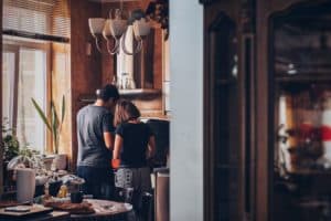 couple working in the kitchen