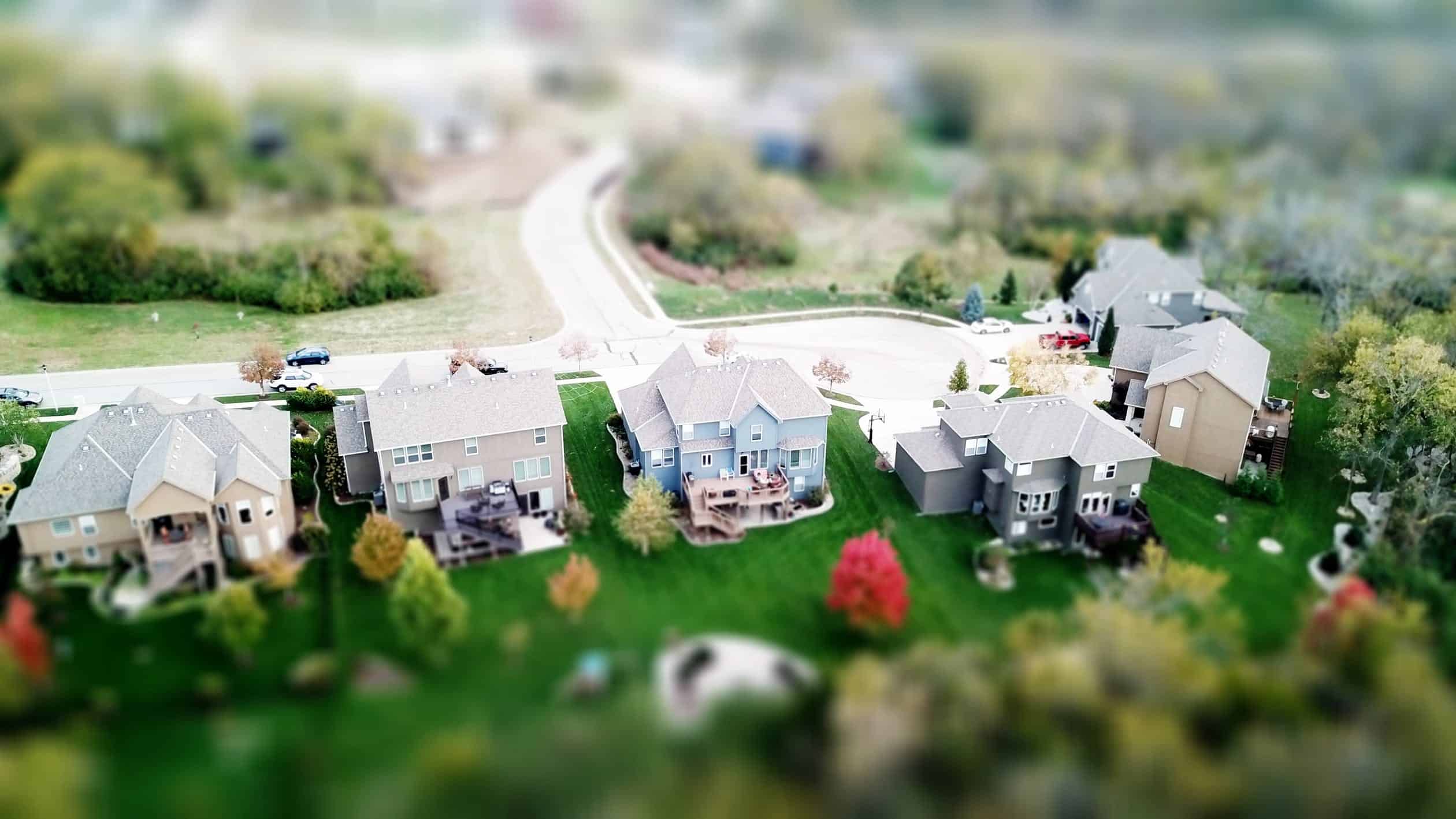 uphill view of housing community