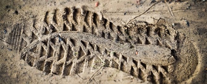 Boot imprint in dry mud