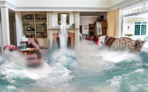 Flooded living room