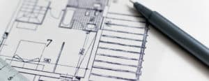 pen on floor plan