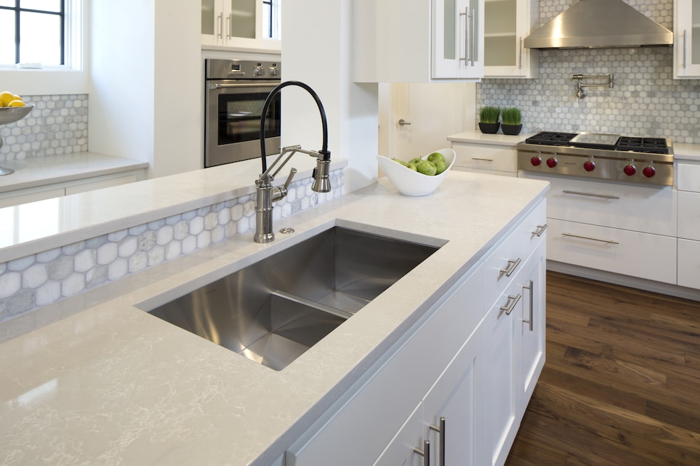 Closeup of Quartz Countertops in a kitchen