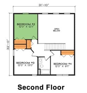 Abilene - 4 Bedroom Two Story House Plan - Second Floor