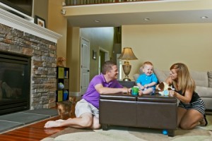 Family playing in their living room