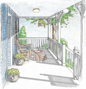 Artists rendering of a front porch