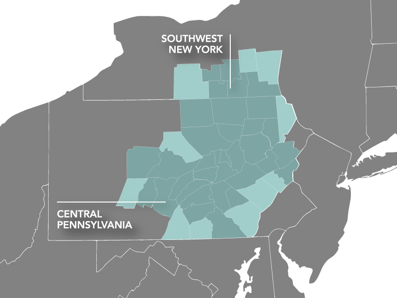 Pennsylvania and New York Build Map